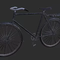 Vintage Bicycle With Black Frame White Handlebar Spoked Wheels And Rear Rack
