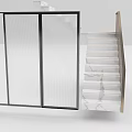 Elegant Modern Staircase Design With Transparent Glass Railing And Marble Steps 3d model