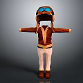 Aviator Style Outfit with Leather Jacket White Pants Brown Boots Hat and Goggles