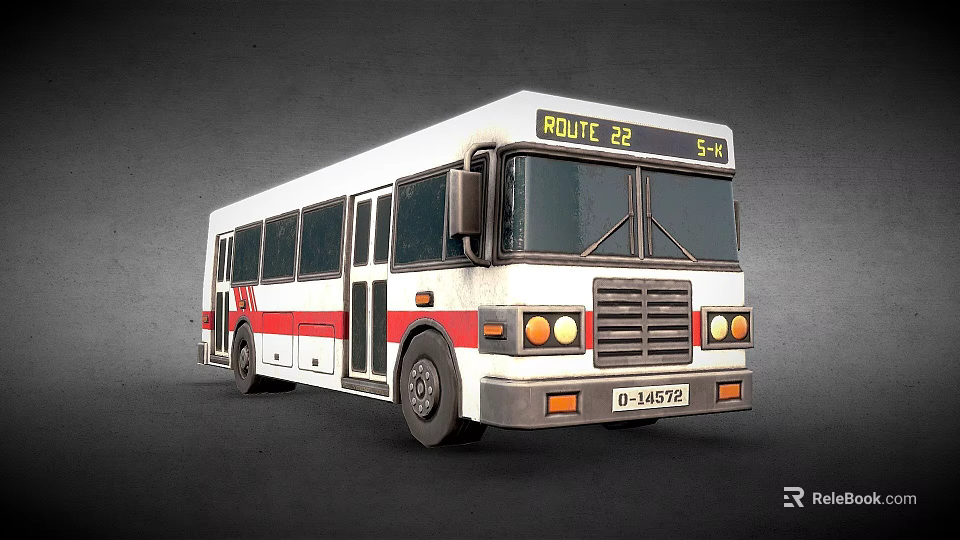 White and red public bus with Route 22 F19 sign front view exterior design 3d model 