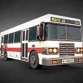 White and red public bus with Route 22 F19 sign front view exterior design