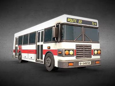 White and red public bus with Route 22 F19 sign front view exterior design 3d model