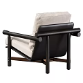 Modern Leisure Chair with Wooden Armrests and Light Fabric Upholstery for Living Room