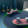 Abstract Modern Exhibition Space 3D Render With Geometric Platforms And Display Objects