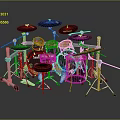 Professional Complete Drum Set With Toms Snare Bass Drum Cymbals And Stands