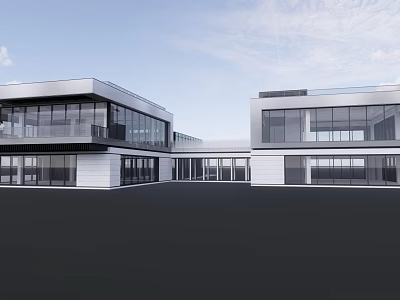 Modern Sales Office Building With Contemporary Architecture Glass Curtain Walls Spacious Windows And Clean Lines 3d model
