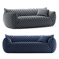 Navy Blue and Charcoal Gray Multi Seater Sofa with Woven Texture Upholstery and Modern Design