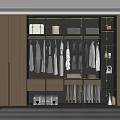 Modern Minimalist Wardrobe Interior With Hanging Clothes Folded Clothes Suitcase And Shoes