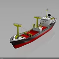 Red And White Cargo Ship With Yellow Cranes For Maritime Transportation