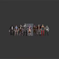 Various Styled 3D Characters Standing Together In Group Scene With Diverse Outfits