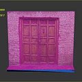 Classic Wooden Entrance Double Door With Brick Wall Frame And Intricate Carved Details