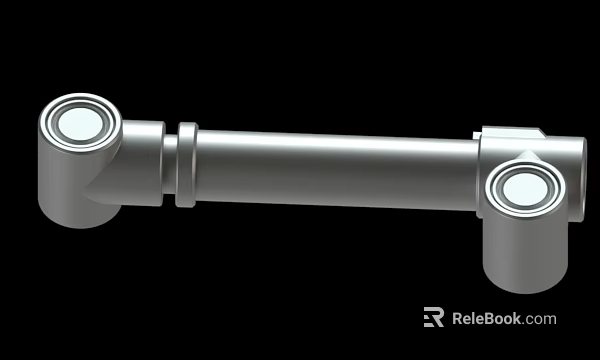 Industrial Metal Machinery Part Featuring Cylindrical Shaft And Circular Ends 3d model 
