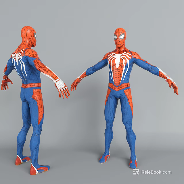 SpiderMan Game Movie Character In Blue Red Suit With Spider Web Pattern Front Back Views 3d model