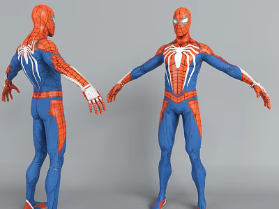 SpiderMan Game Movie Character In Blue Red Suit With Spider Web Pattern Front Back Views 3d model