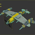 Yellow And Silver 3D Airplane Model With Twin Propellers And Detailed Wing Structure