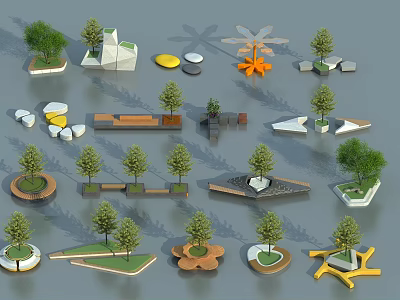 Modern Tree Pool Tree Pool Seat 3d model