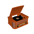 Vintage Wooden Turntable Record Player With Vinyl Disc And Control Knobs 3d model