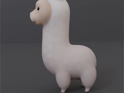 Cute White Llama Plush Toy With Soft Round Body And Small Beige Details 3d model