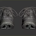 Worn Leather Work Boots With Thick Soles And Brown Laces For Durable Use 3d model