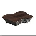 Wooden Coffee Table With Irregular Shape And Dark Wood Surface Texture 3d model