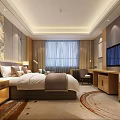 Modern Hotel Guest Room With Double Bed TV Wooden Desk And Decorative Painting