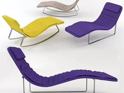 Stylish Colorful Modern Lounge Chairs With Metal Frames And Comfortable Design 3d model