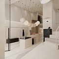 Modern Clothing Store Interior With Display Racks Mirrors Staircase And Green Plants
