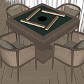 New Chinese Mahjong Table and Chair Mahjong Table and Chair Combination 3d model