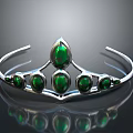 Elegant Silver Crown Decorative Accessory With Green Gemstones Inlaid Design