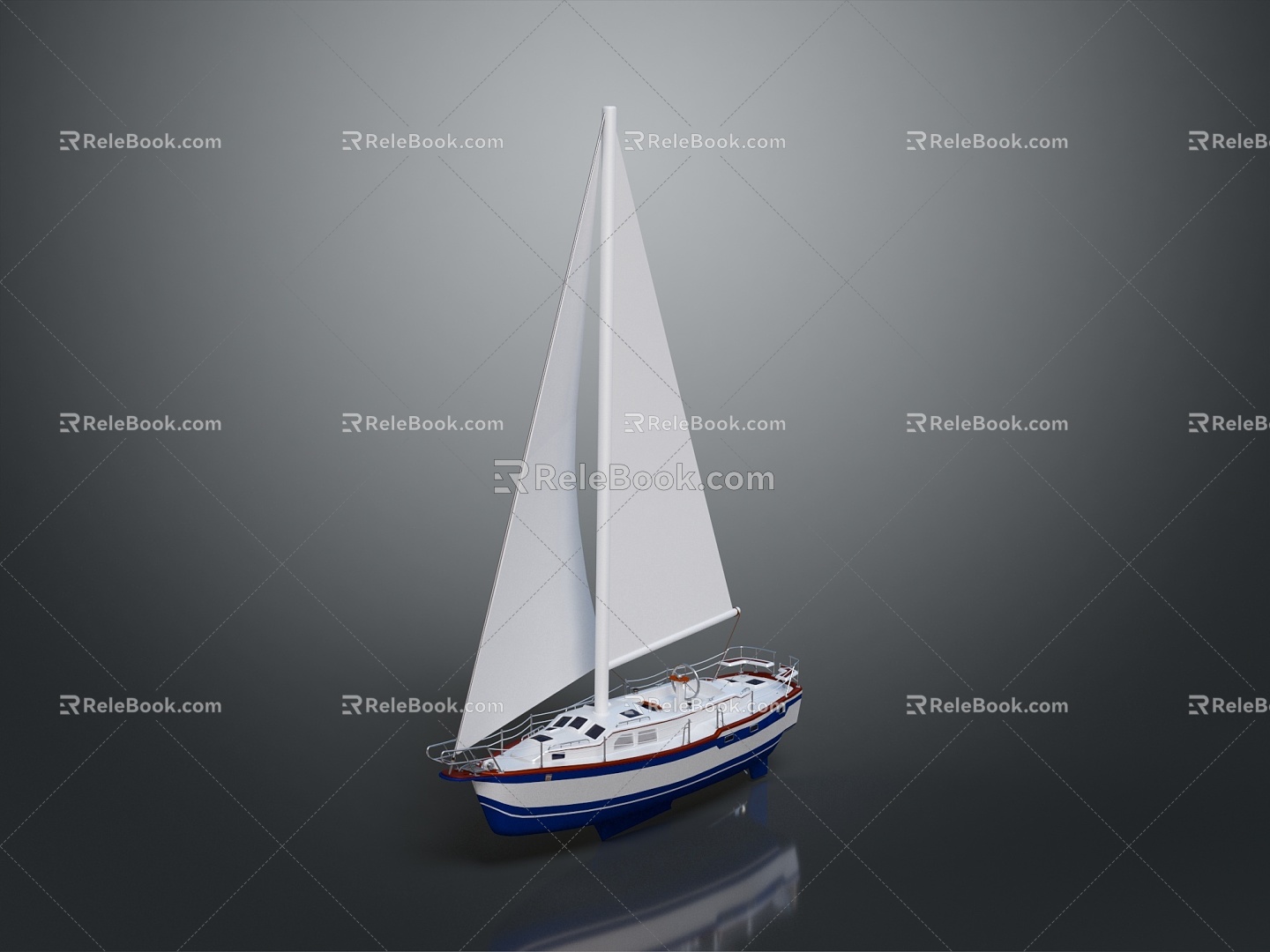 Modern Sailing Cartoon Sailing Small Sailing 3d model