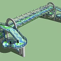Modern Bridge Design With Glass Roof Multiple Curved Walkways And Structure