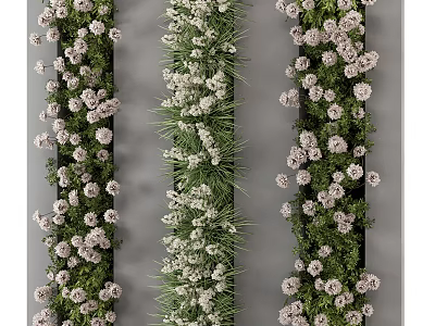 Vertical Greenery Wall With Diverse Flowers And Plants 3d model