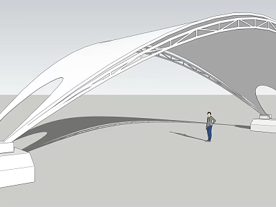 Large Scale Arched Tensile Membrane Structure Design With Steel Frame Support 3d model
