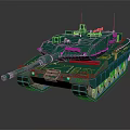 Green Military Tank 3D Model With Shiny Surface And Side View Design 3d model