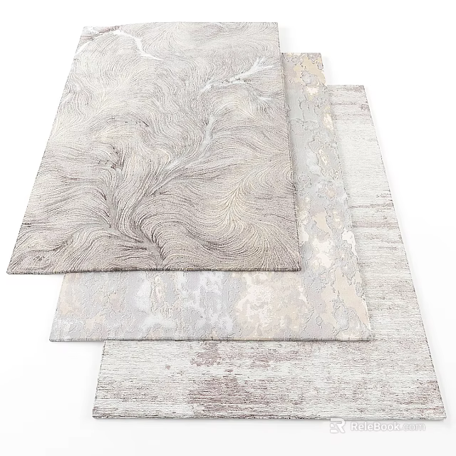 Modern Square Carpet With Abstract Leaf Pattern And Light Gray Texture Design 3d model