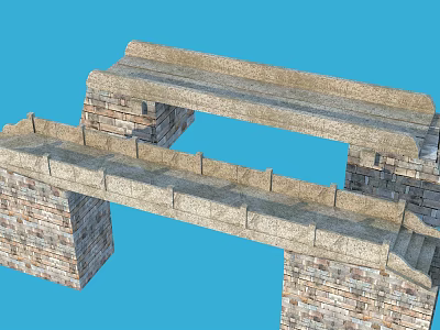 Ancient Style Stone Bridge With Masonry Railings And Arch Structure Design 3d model