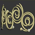 Golden Spiral Plant Ornament With Shiny Reflective Surface And Intricate Design