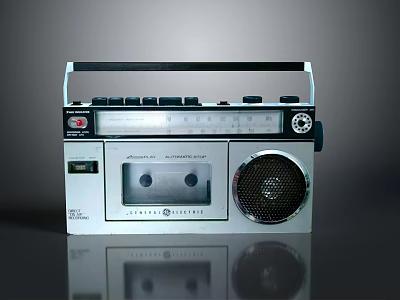 Vintage Computer Peripheral Featuring Tape Cassette Slot Control Knobs And Speaker 3d model