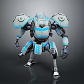 Futuristic Blue And White Robot Character With Mechanical Armor And Limbs