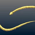 Two Golden Reptile Snakes with Curved Bodies on Dark Blue Background