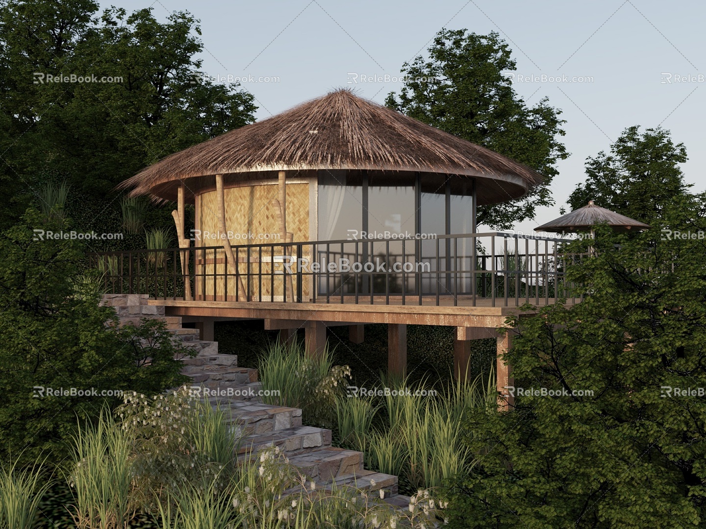 Modern Thatched Cottage Thatched Cottage Dome 3d model