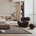 Modern Bedroom Interior Design With Comfortable Bed Stylish Armchair And Soft Area Rug