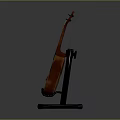 Wooden Acoustic Ukulele And Art Painting Tools On Black Stand Gray Background