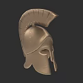 Ancient Greek Metallic Weapon Helmet With Crest And Face Guard Design