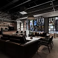 Modern Café Exterior Design With Glass Windows Signboard And Entrance Area