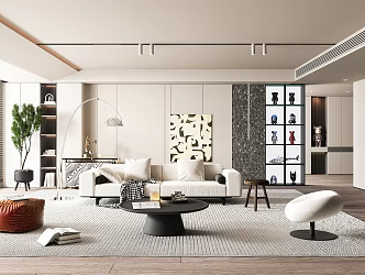 modern living room cream living room 3d model