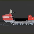 Red Snowmobile With Transparent Windshield Black Seat SNOW Logo And Ski Base