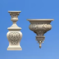 Stone Carved Architectural Components With Classical Decorative Patterns And Ornamental Details 3d model