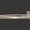 Ancient Roman Amphitheater Architecture With Circular Auditorium And Pink Central Area