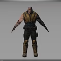 Muscular Bald Male Character With Yellow Vest Dark Pants And Knee Pads